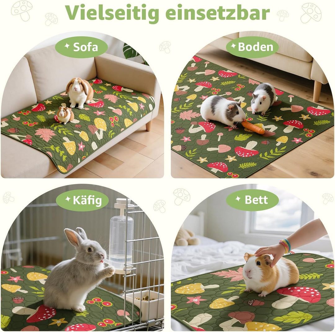 PICK FOR LIFE 2 Stück Pipipads Meerschweinchen waschbar, 90x60 cm 4-lagig saugfähige auslaufsichere