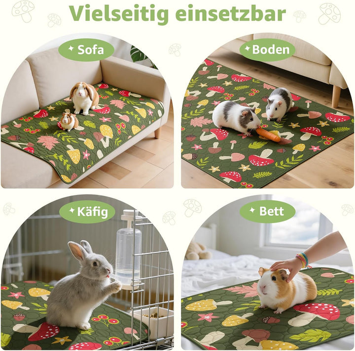 PICK FOR LIFE 2 Stück Pipipads Meerschweinchen waschbar, 90x60 cm 4-lagig saugfähige auslaufsichere