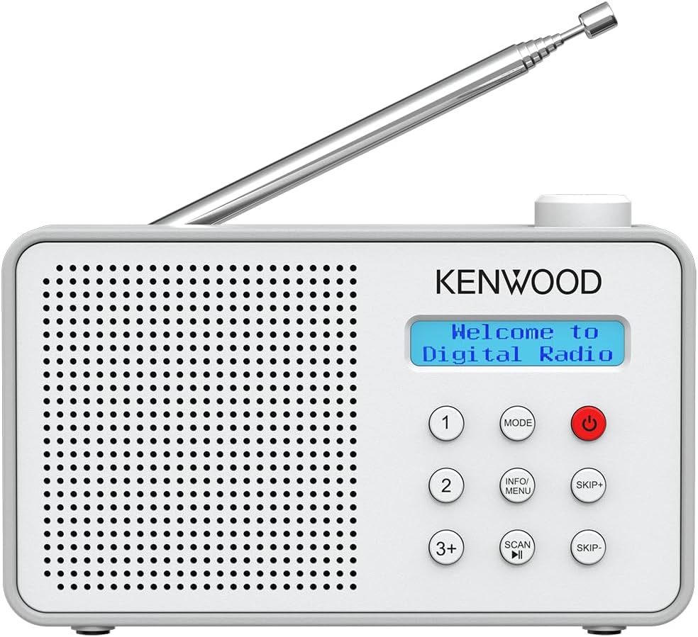 Kenwood CR-M25DAB-W - Tragbares DAB+ Radio mit Bluetooth, Automatic Safety Alert (ASA), Li-Ion Akku