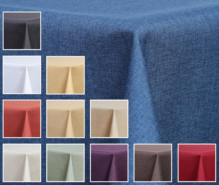 Textil Tischdecke - Leinen Optik - wasserabweisend Eckig 160x360 (Blau, ca. 160 x 360 cm) Blau ca. 1