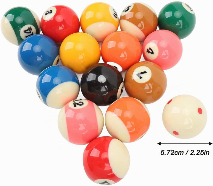 Billardkugeln Set, 16 Stück Billiard Kugel Set 5,72 cm/2,25 Zoll Durchmesser Billardtisch Kugeln Set
