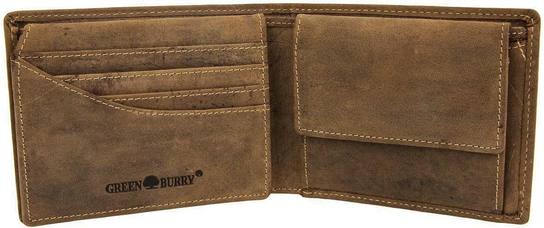 Greenburry Vintage Herren Leder Geldbörse Sternzeichen Portmonee Portemonnaie Geldbeutel 1705-Wasser