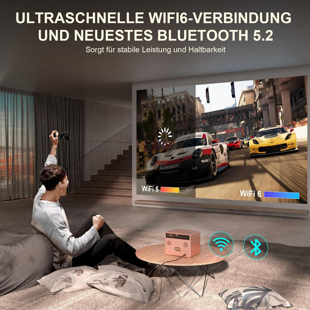 [Staubdichtes Design & 2,2 Lautsprecherkanäle] Beamer 4K 25000L Autofokus/Trapezkorrektur, Dualer 36