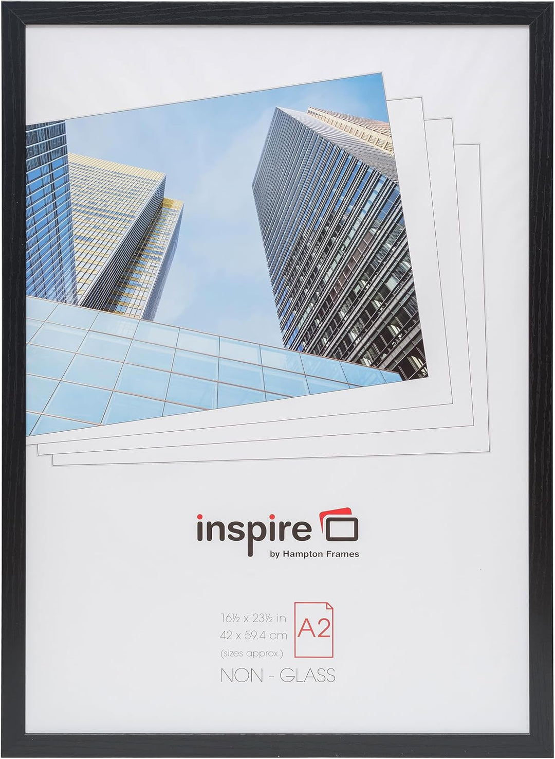 Hampton Frames OXFA2NG OXFA2NG Oxford Bilderrahmen, A2, 42 x 59 cm, Plexiglas (kein Glas), Schwarz