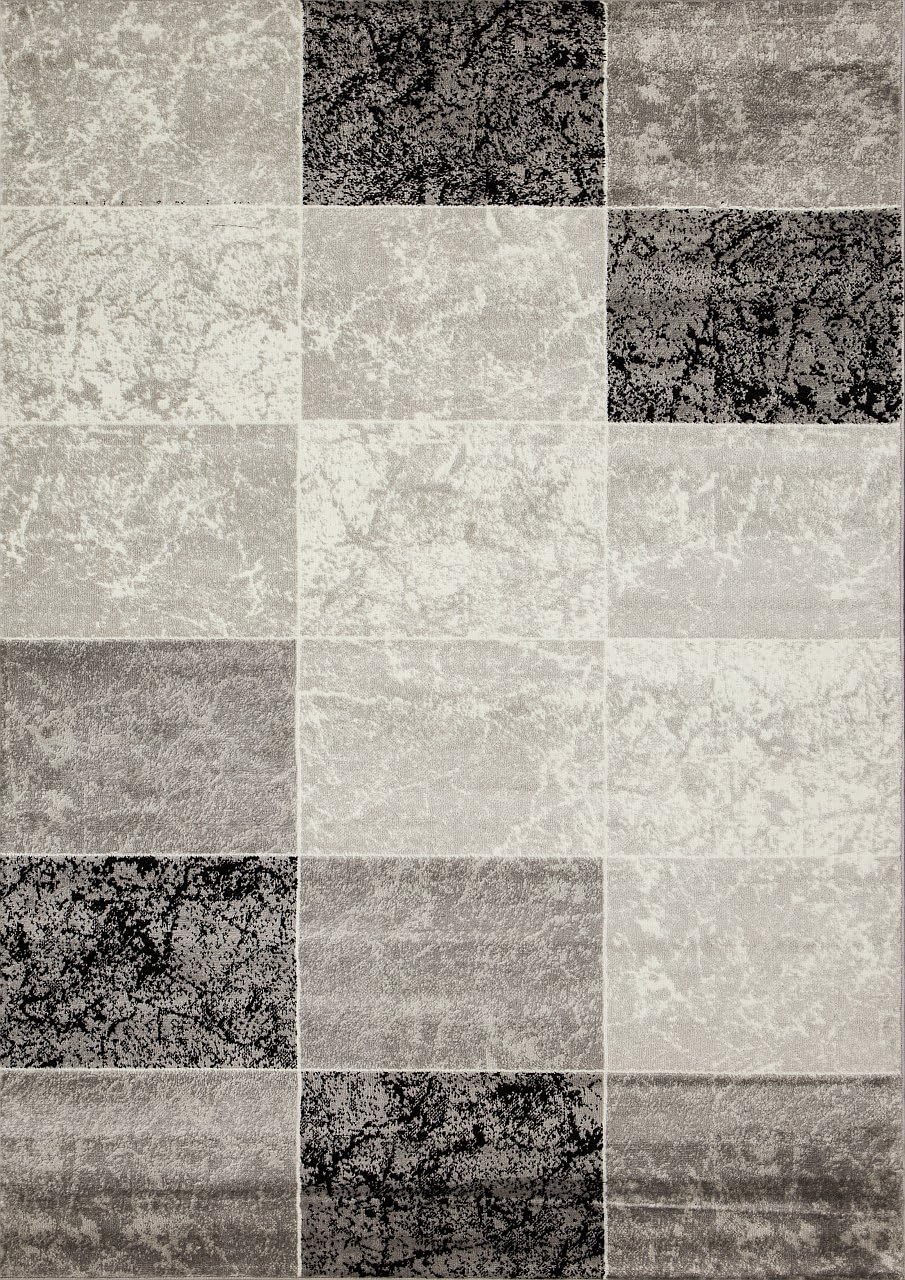 VIMODA Teppich Kurzflor Modern Kariert Marmor Muster Meliert in Grau Schwarz Weiss für Wohnzimmer, S