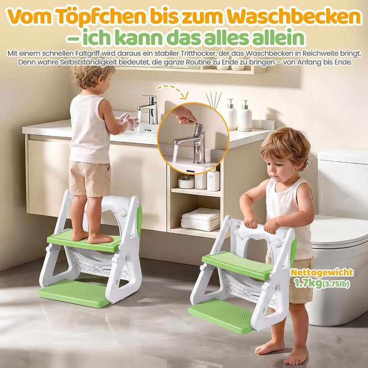 Orzbow Toilettensitz Kinder mit Treppe, Stabil Kinder Toilettensitz mit Dreiecksstruktur, Verlängert