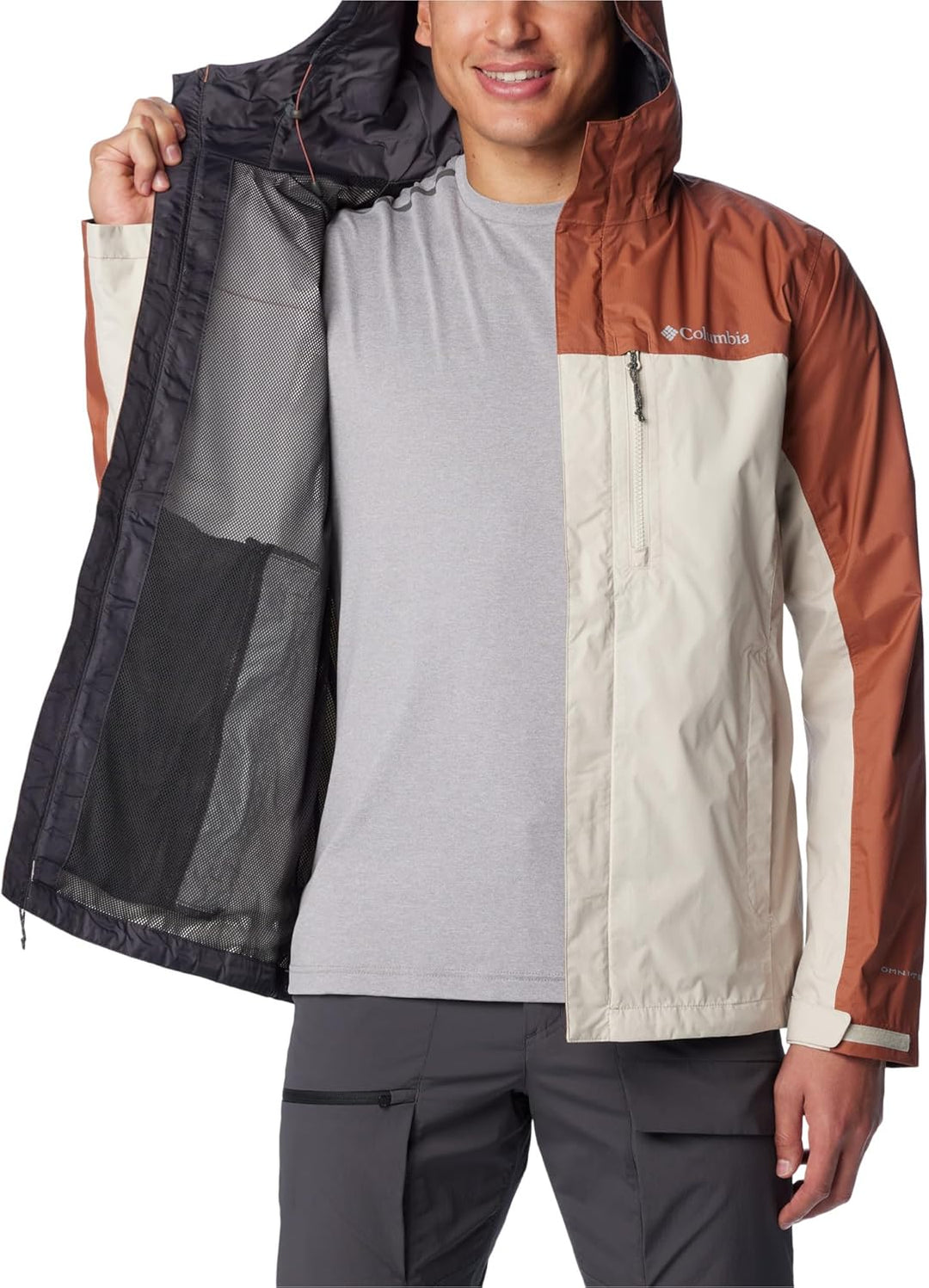 Columbia Herren Pouring Adventure Jacket Wasserdichte Regenjacke (1er Pack) L Dark Stone/Auburn, L D