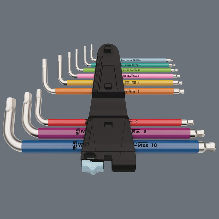 Wera - 05022699001 - Winkelschlüssel Satz, 3950/9 Hex-Plus Multicolour HF Stainless 1, metrisch, Ede