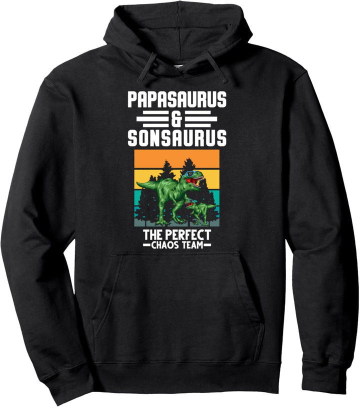 Papasaurus & Sonsaurus perfektes Chaos Team Vater Pullover Hoodie