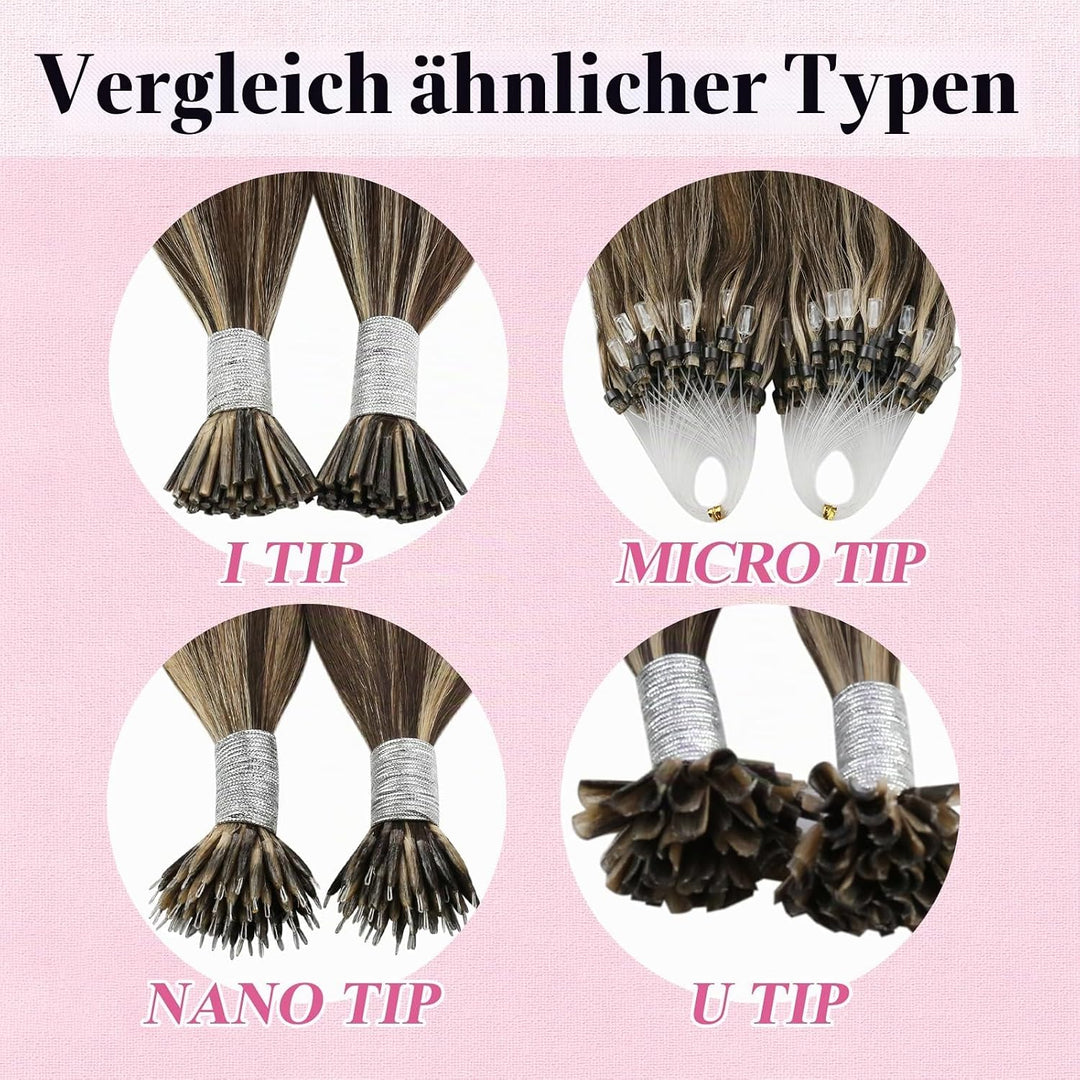 YoungSee Microring Extensions Braun 45cm Microring Extensions Echthaar 1g Microring Echthaar Dunkelb