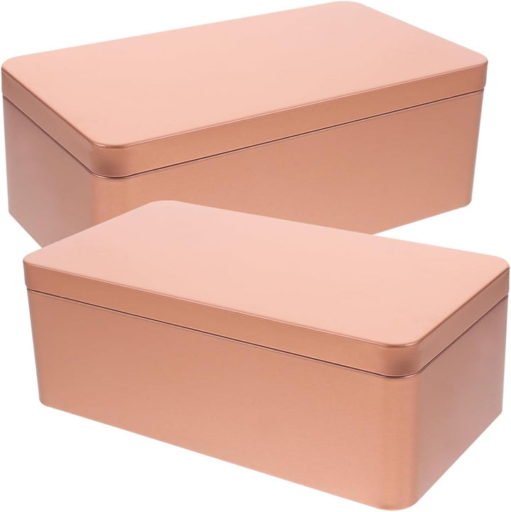 NOLITOY Blechdose 2 Stück Metall Dose Deckel Gold Rechteck Box Tee Kekse Geschenk Party Deko Fest Zu