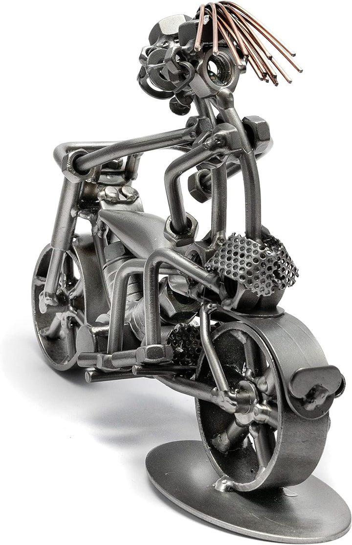 STEEMO Schraubenmännchen Motorrad Biker Geschenk Metall-Kunst Deko 24x7x18 cm