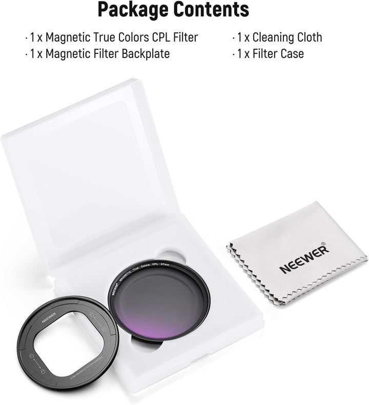 NEEWER 67mm magnetisches CPL Filter Set, zirkularer Polarisationsfilter HD, mit magnetischem Polfilt