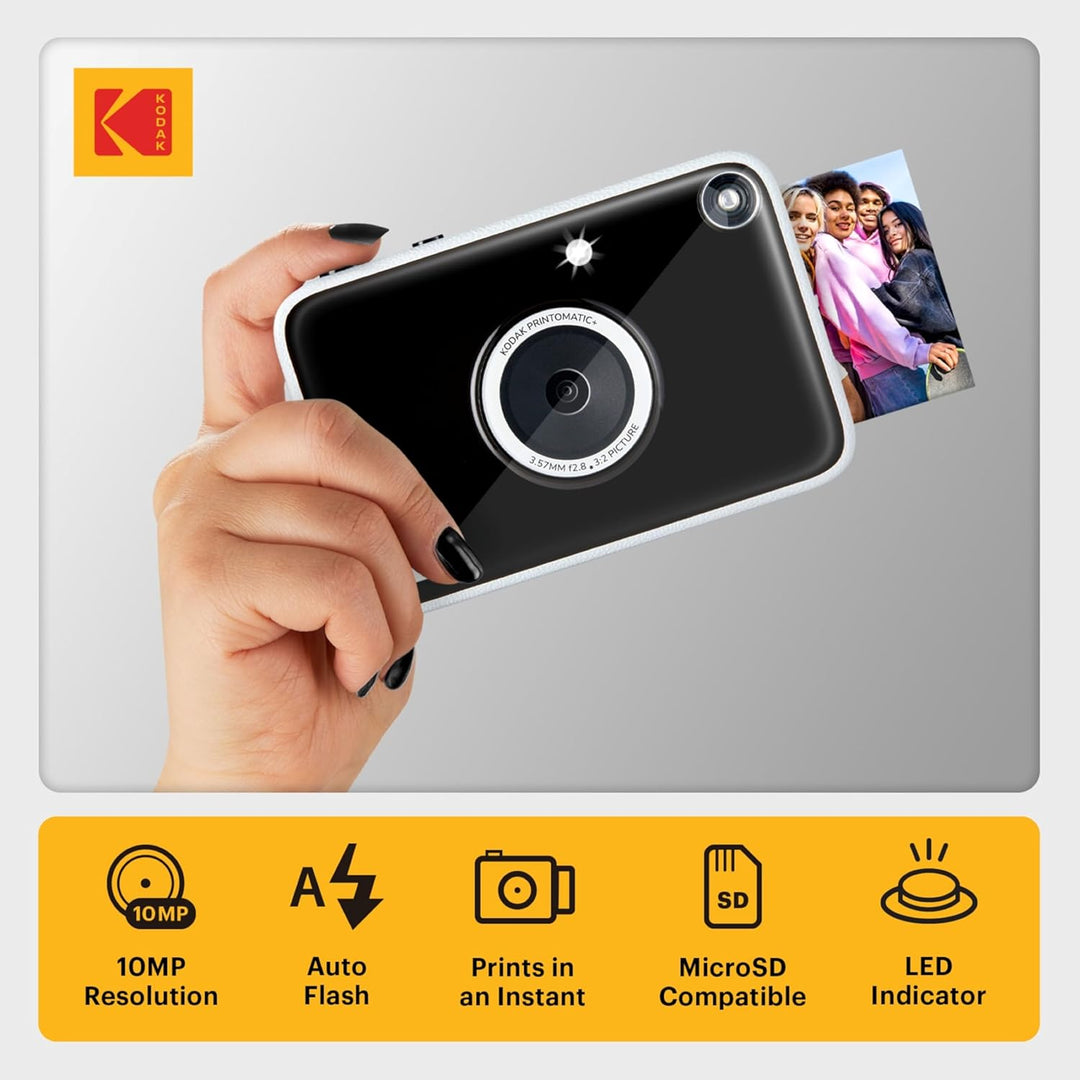Kodak Printomatic+ Sofortbild Digitalkamera Geschenk-Set mit Tasche, 20er Zink 2x3 Fotopapier, Album