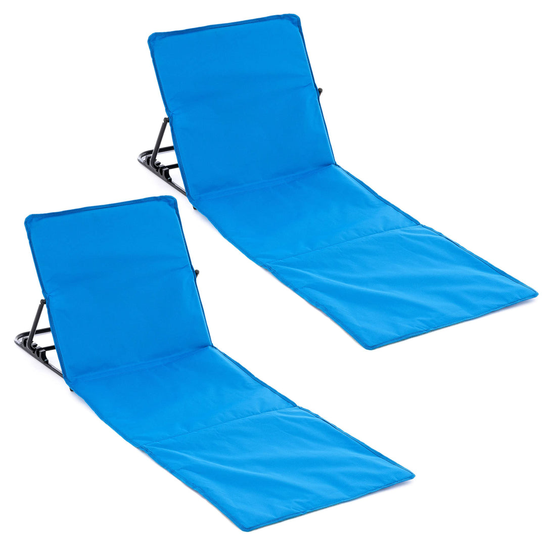 Nexos Trading 2er Set Strandmatte Beach-Matte gepolstert faltbar verstellbare Rückenlehne (Blau), Bl