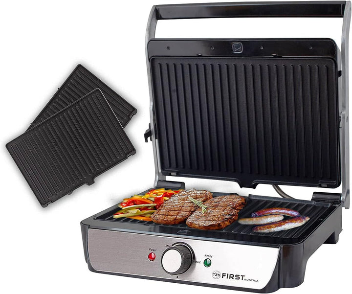 TZS First Austria Tischgrill, Elektrogrill für den Tischgebrauch, Grillplatte für Fleisch &amp; Gemüse,