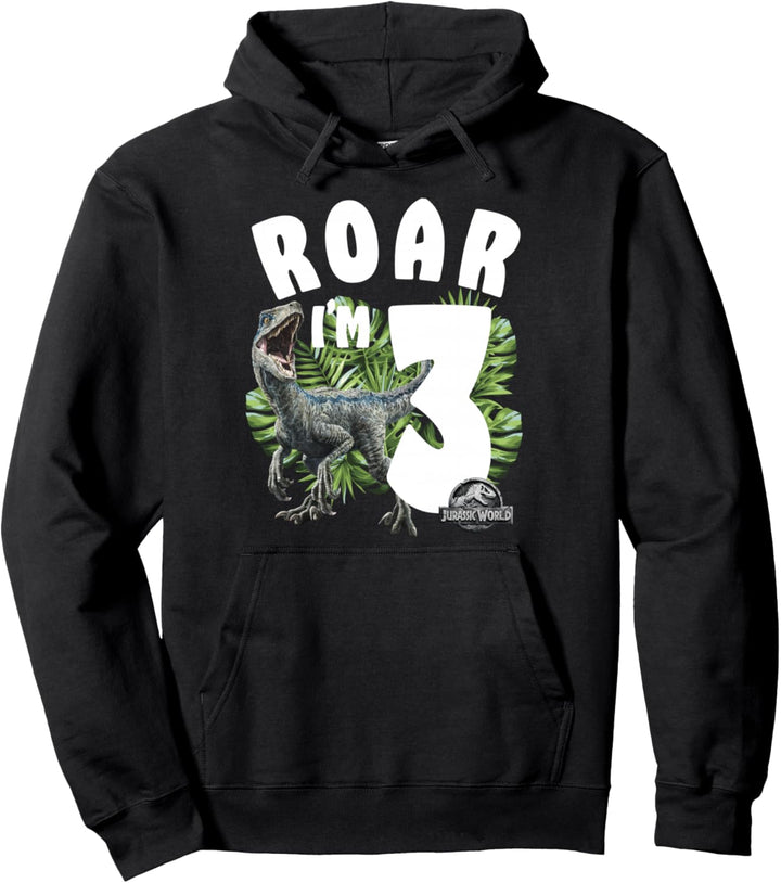 Jurassic World Birthday Raptor Roar I'm 3 Pullover Hoodie