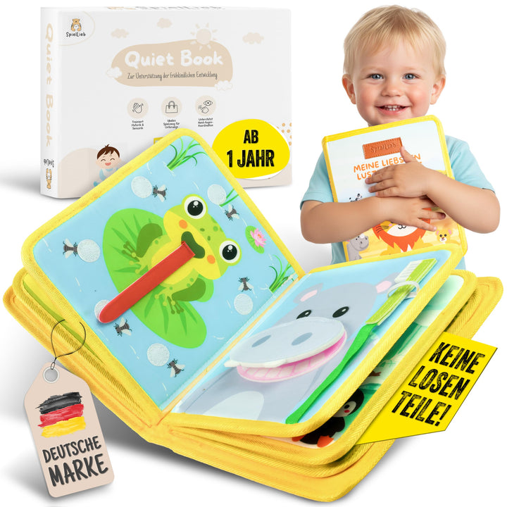 Montessori Quiet Book ab 1 Jahr - interaktives Busy Board ab 1 Jahr mit Tieren - Quiet Book &amp; Motori