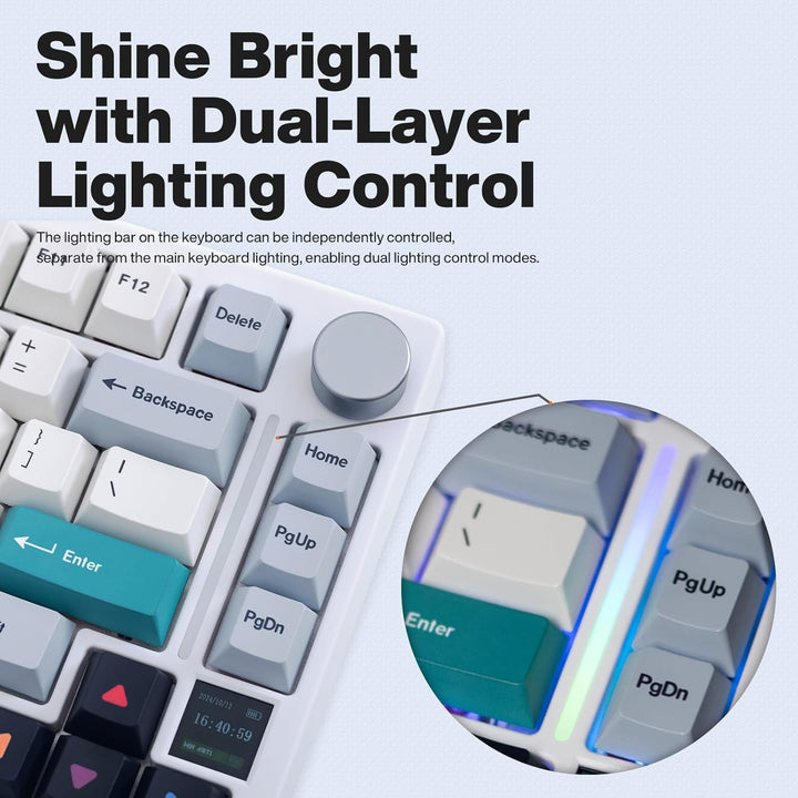 GK GAMAKAY TK75 75% Wireless Mechanical Keyboard with Knob Bluetooth 5.0/2.4GHz/Wired Connection, Ho