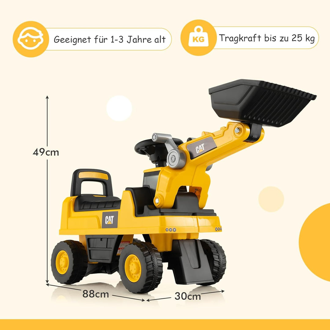 GOPLUS Kinder Sitzbagger, Kinderbagger mit Versteckter Stauraum, simulierte Fahrerkabine, Hupenknopf