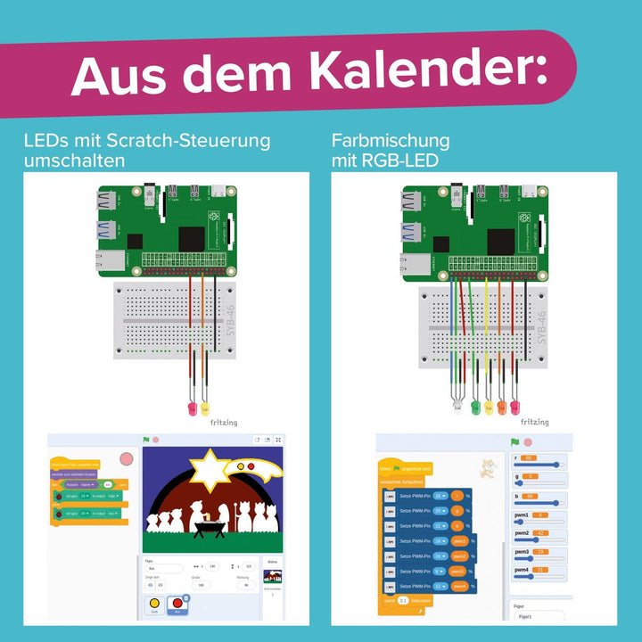 FRANZIS 55103 - Raspberry Pi Adventskalender, in 24 Tagen eine Weihnachtskrippe bauen und programmie