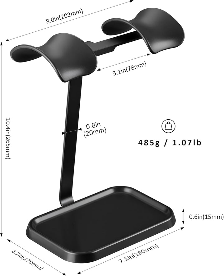 Doppel Kopfhörer Ständer, Stabiler Doppel Headset Halterung mit Ablagefach, Schwere Basis Gaming Kop