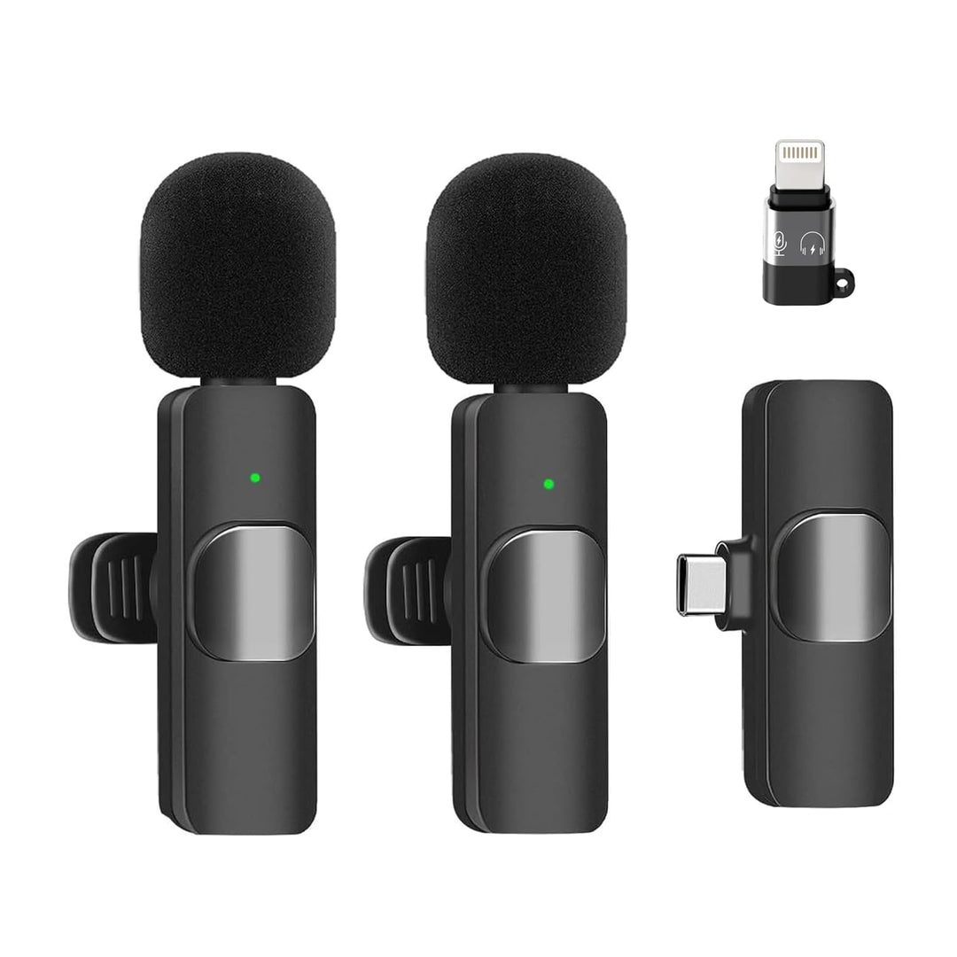 2 Stück Drahtloses Lavalier-Mikrofon Kompatibel mit iPhone iOS Android Laptop Mini Mikrofon mit Plug