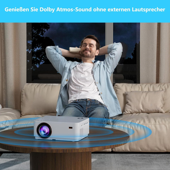 Beamer 4K Mit Android TV, SEWENS 800 ANSI WiFi Bluetooth Projektor, Autofokus und Keystone, Native 1