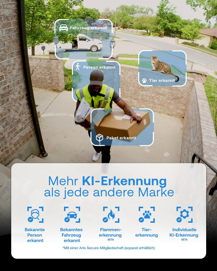 Arlo Essential 3 HD PTZ Überwachungskamera Aussen WLAN, 1080p Video, Farbnachtsicht, 360º Schwenkbar