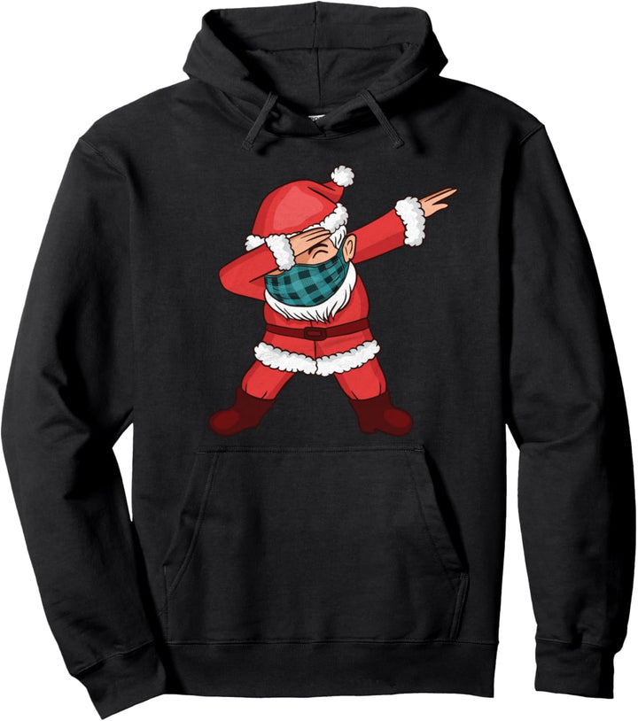 Dabbing Santa Weihnachtsmann mit Maske in Karomuster Pullover Hoodie