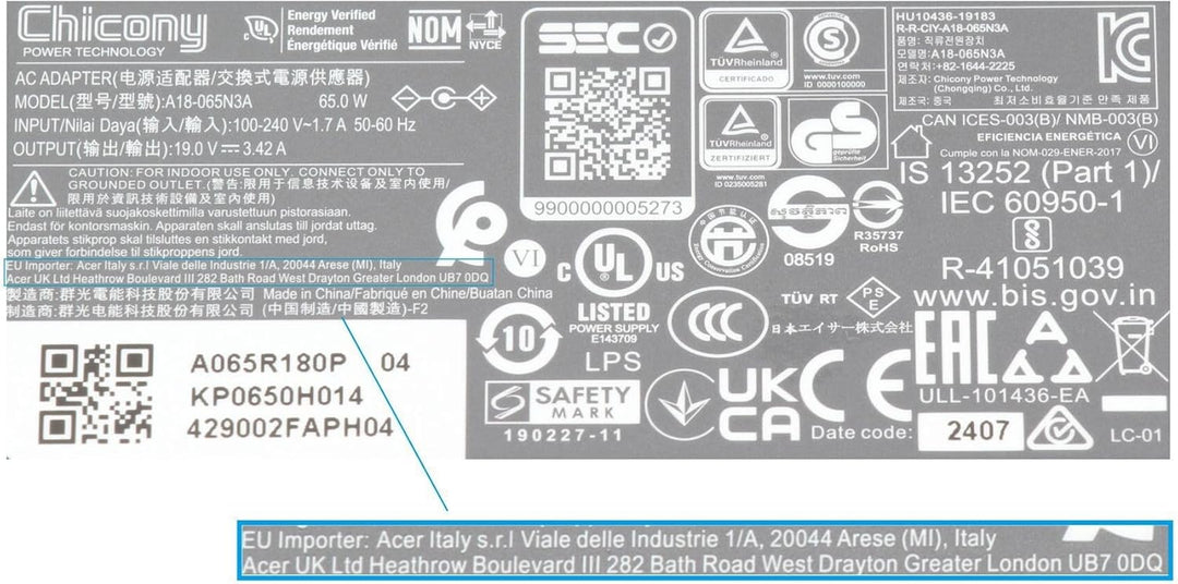 Acer Aspire 7736G Original Netzteil 65 Watt