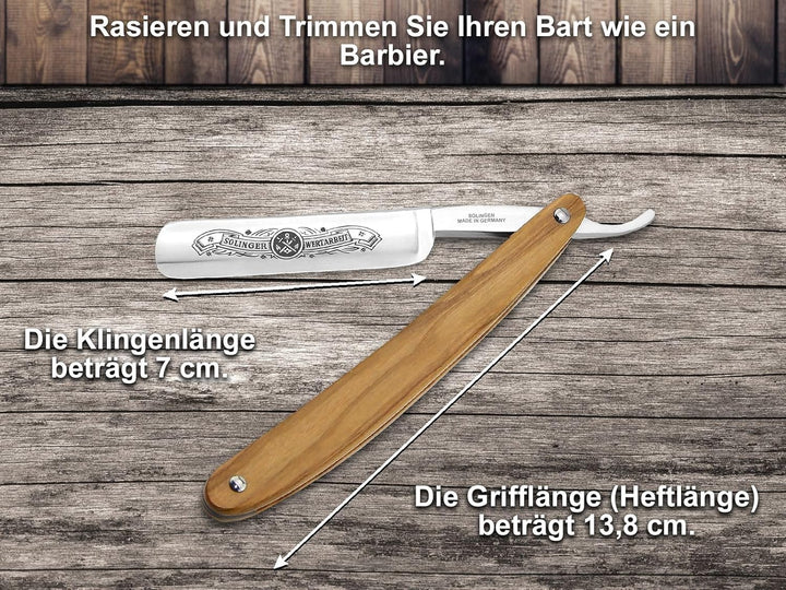 InstrumenteNrw Solingen Rasiermesser Set mit extra breitem Streichriemen für die klassische Nassrasu