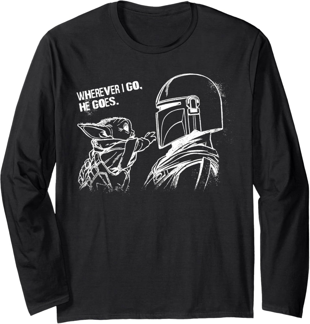Star Wars The Mandalorian The Child Wherever I Go He Goes Langarmshirt