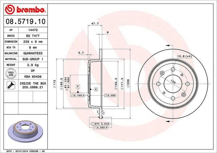 Brembo 08.5719.10 Bremsscheibe - Paar