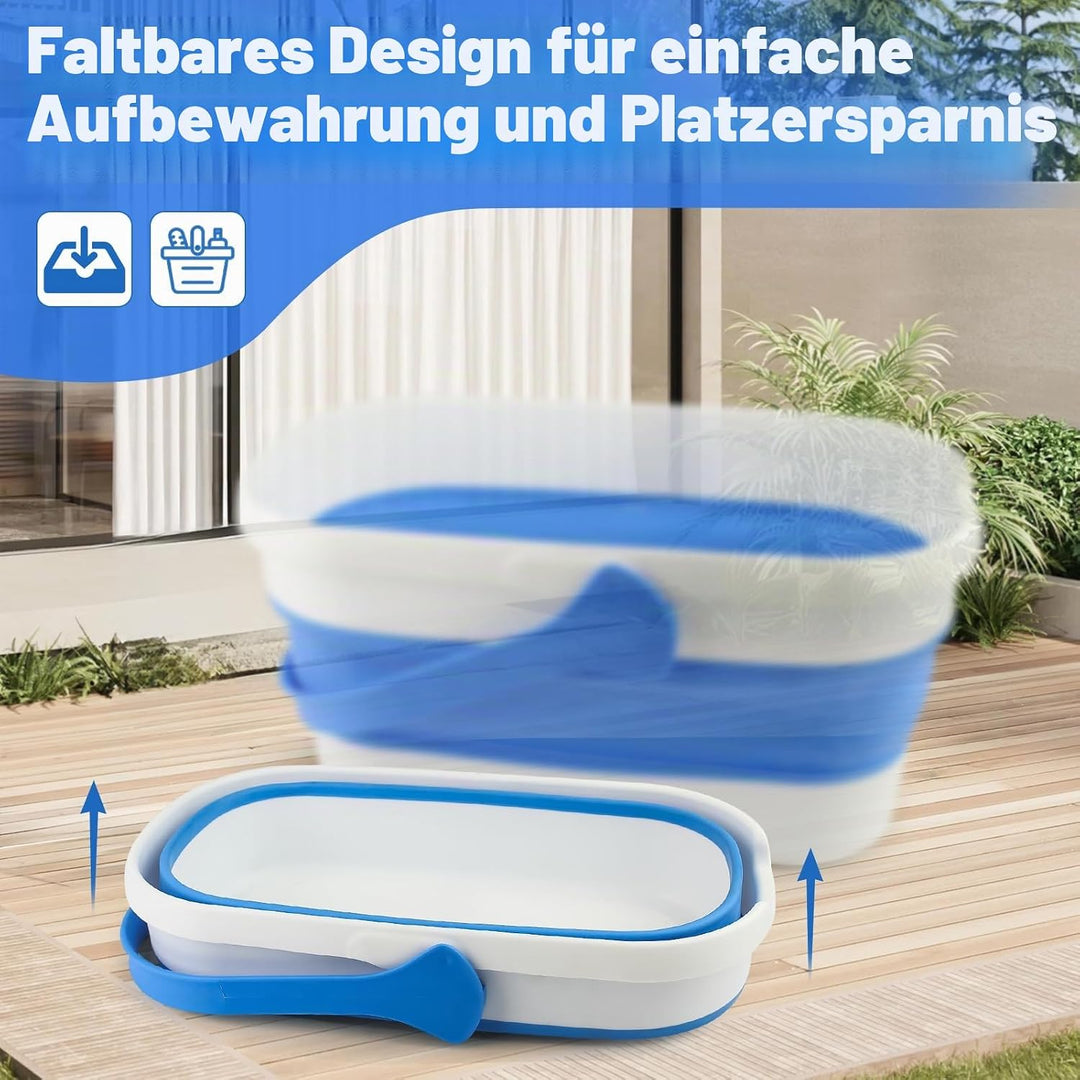 Fensterreiniger Set mit Falteimer 12L, 35cm Fensterabzieher &amp; 38cm Fenster Einwascher mit 155cm Lang