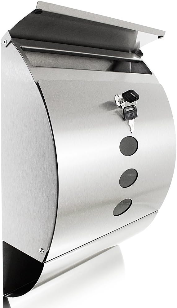 BITUXX Edelstahl Wandbriefkasten Briefkasten Postkasten Mailbox Letterbox mit Zeitungsrolle Halbrund