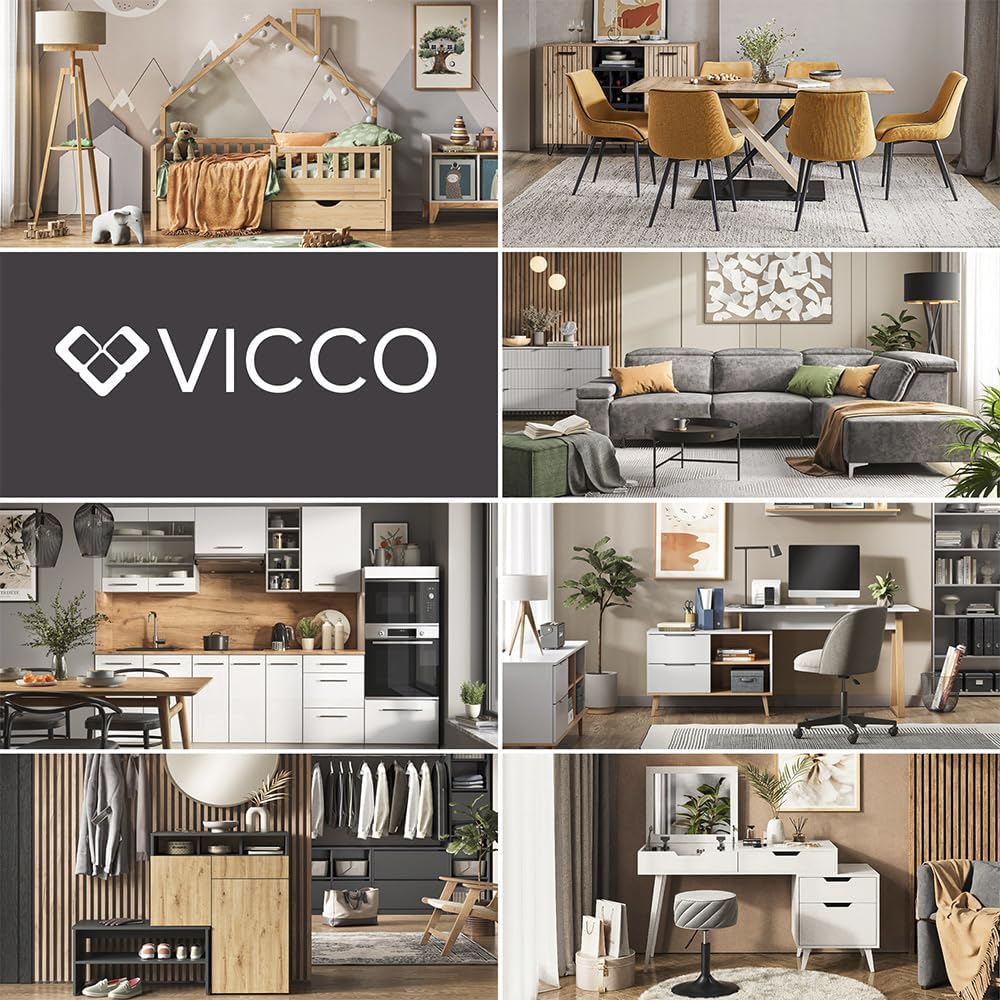 Vicco Rollcontainer Ansel, Weiss/Sonoma, 60 x 40 cm mit Schubladen, Weiß/Sonoma