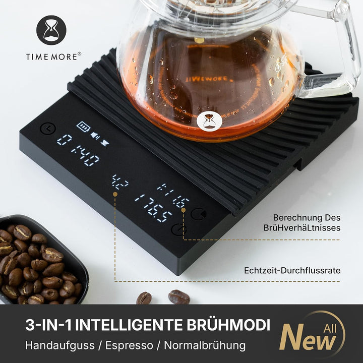 TIMEMORE Black Mirror Basic 3 Kaffeewaage Für Pour-Over &amp; Espresso, Mit Timer, 2kg/0,1g Hochpräzise