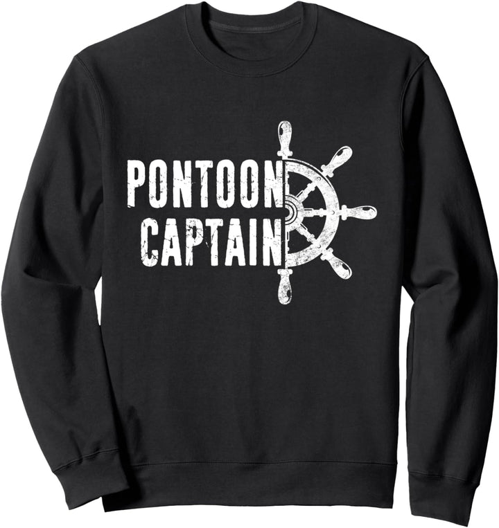 Pontoon Pontooning Captain Boat Lake Boating Distressed Sweatshirt