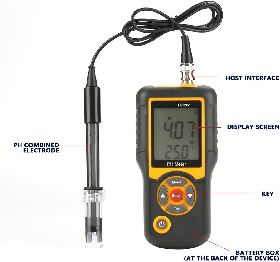 Oumefar 0~14PH PH Tester Digitales PH Messgerät Hochpräzises HT 1202 für Wasserquellen