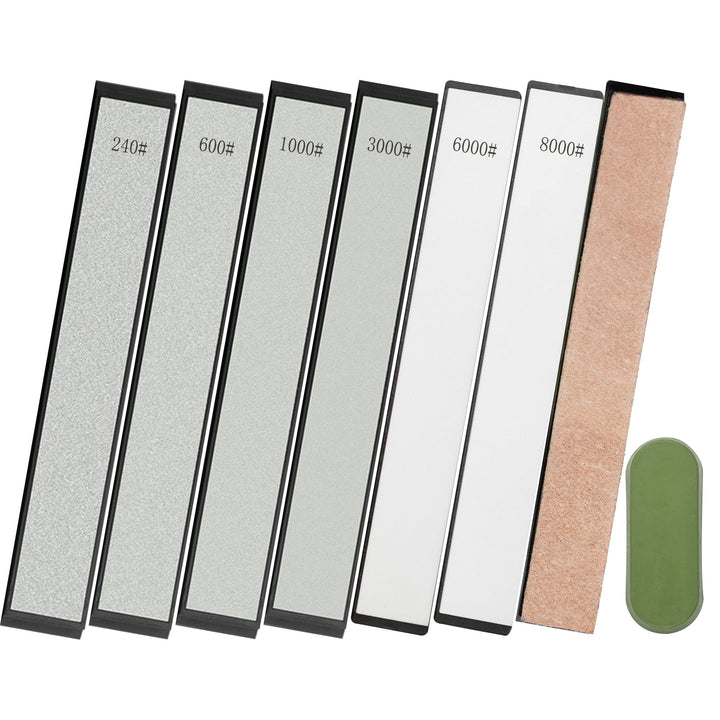 Schleifsteine 6er-Set - 4 Diamant Schleifstein Kochmesser Schleif – 240#, 600#, 1000#, 3000#; 2 Wass
