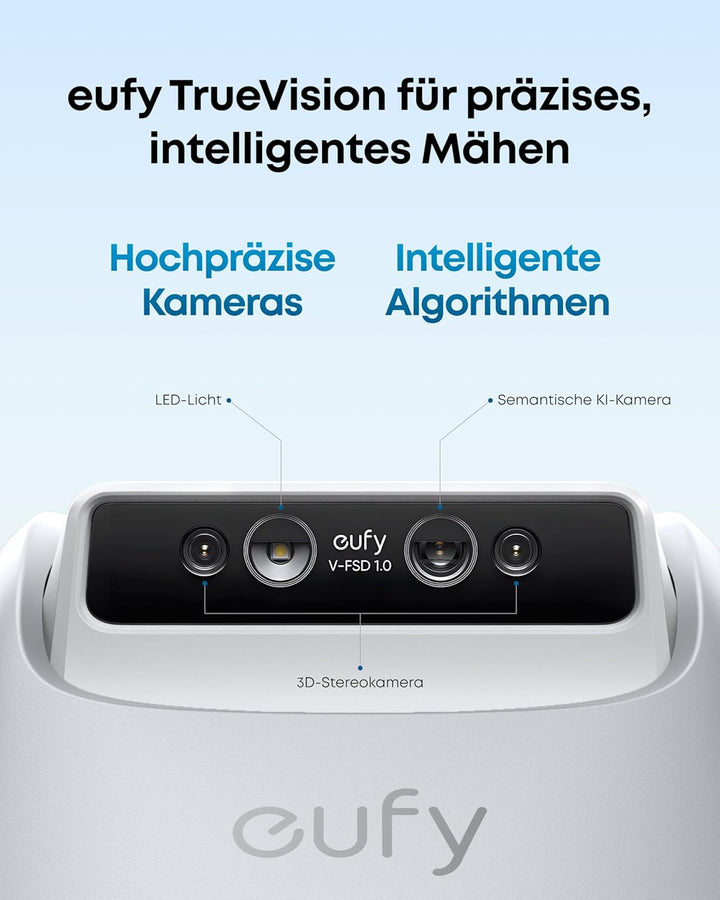 eufy E18 Mähroboter ohne Begrenzungskabel, ohne RTK & Signalausfälle, TrueVision Technologie, GNSS,