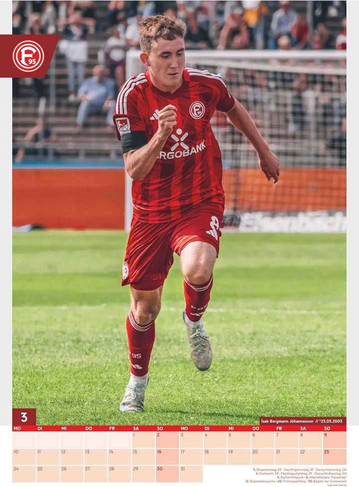 N NEUMANNVERLAGE - Fortuna Düsseldorf 2025 Wandkalender, 29,7x42cm, Fussball-Kalender mit Motiven de