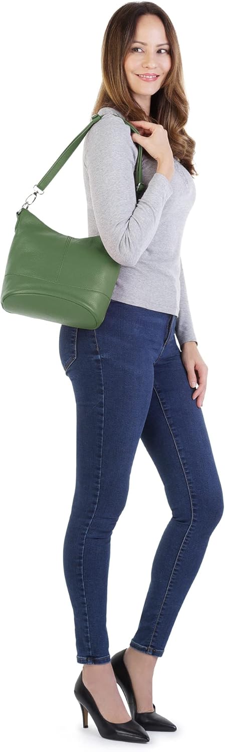 Umhängetasche Echt Leder Damen Made in Italy, Handtasche, Schultertasche, Crossbody Bag aus Leder 02
