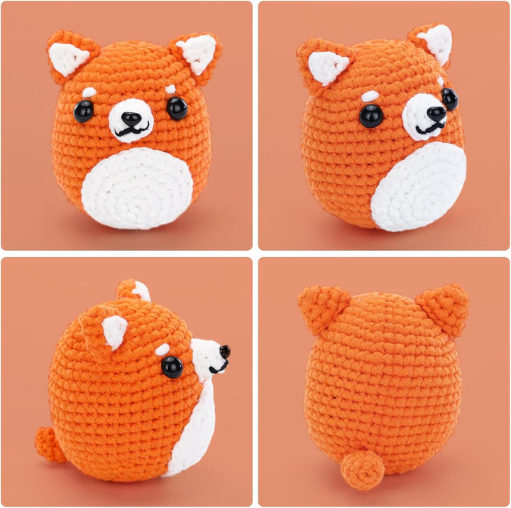 CrochetBox Komplettes Häkelset für Anfänger, Shiba Inu Häkelset, Video-Tutorial einbeziehen, Anleitu