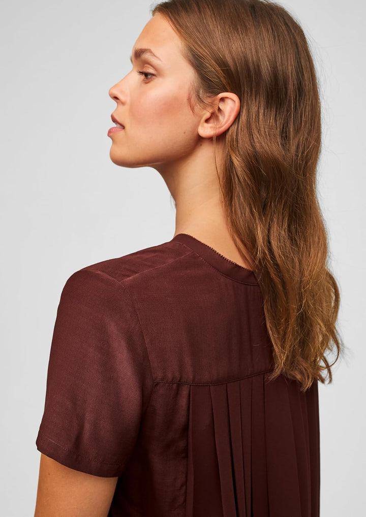 s.Oliver BLACK LABEL Viskosebluse mit Falteneinsatz, Dark Red