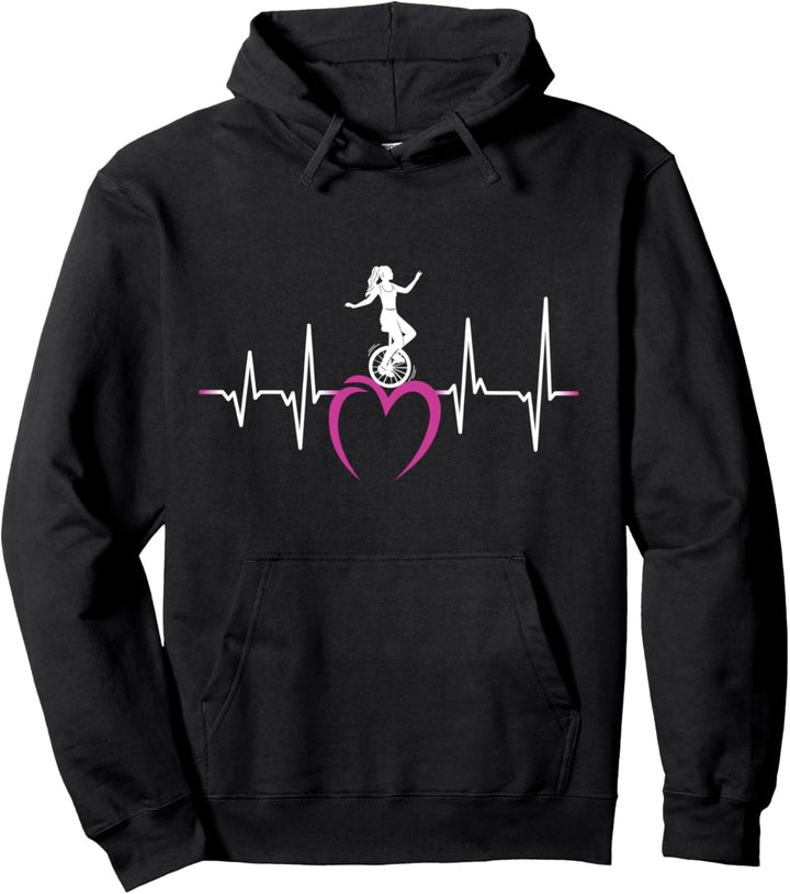 Einrad Einradfahrerin Herzschlag Zirkus Mädchen Einrad Pullover Hoodie