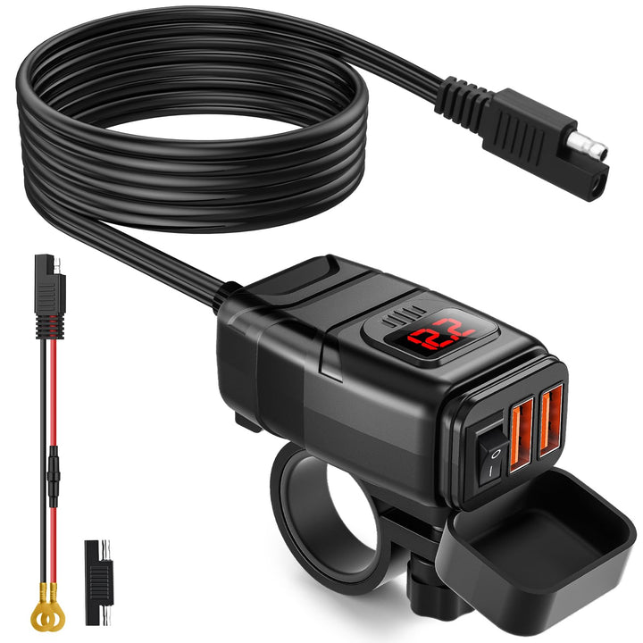 Extractme Motorrad-USB-Ladegerät, 6.8 A Schnellladung 3.0 Dual-USB-Motorrad-Handy-Ladegerät mit Volt