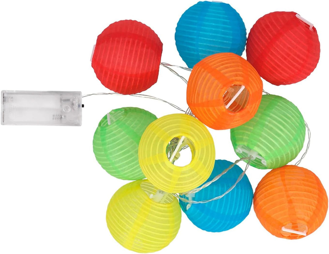 Boland - LED Lichterkette mit 10 bunten Lampions, 185 cm, Partydeko für Geburtstag und Karneval