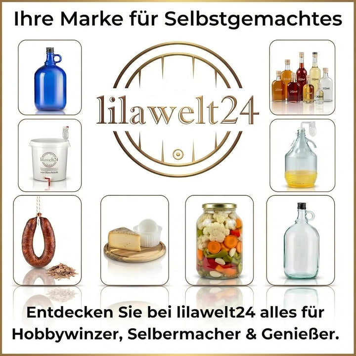 lilawelt24 Gärballon Glasflasche Glasballon Weinballon, Glasgärballon Vergärung Gärbehälter mit Gära